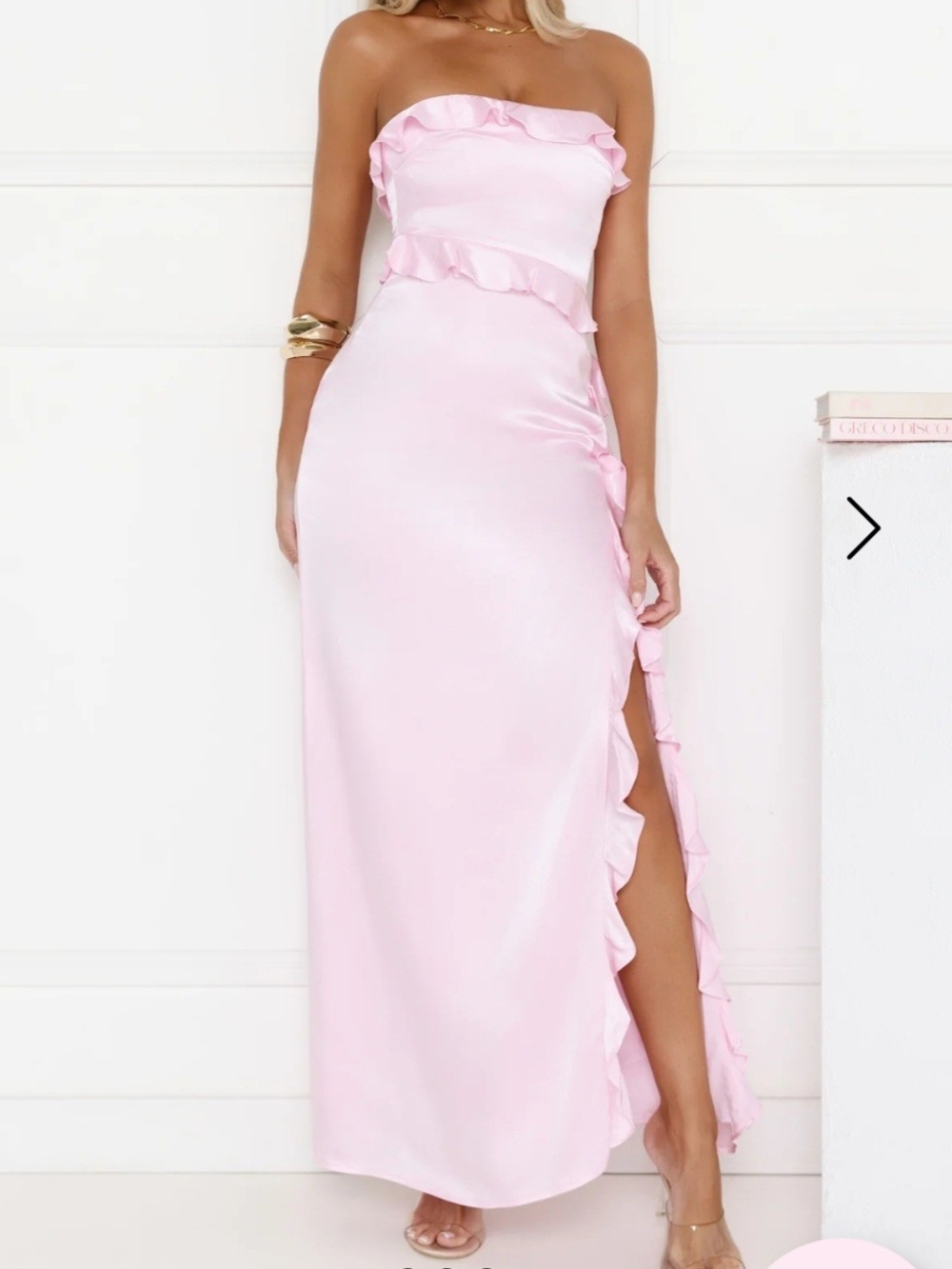 Hello Molly Strapless Ruffle Maxi Dress - Light Pink